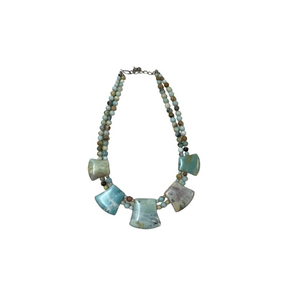 Amazonite Stone Necklace w/ Sterling Chain and Heart - Picture 4 of 8